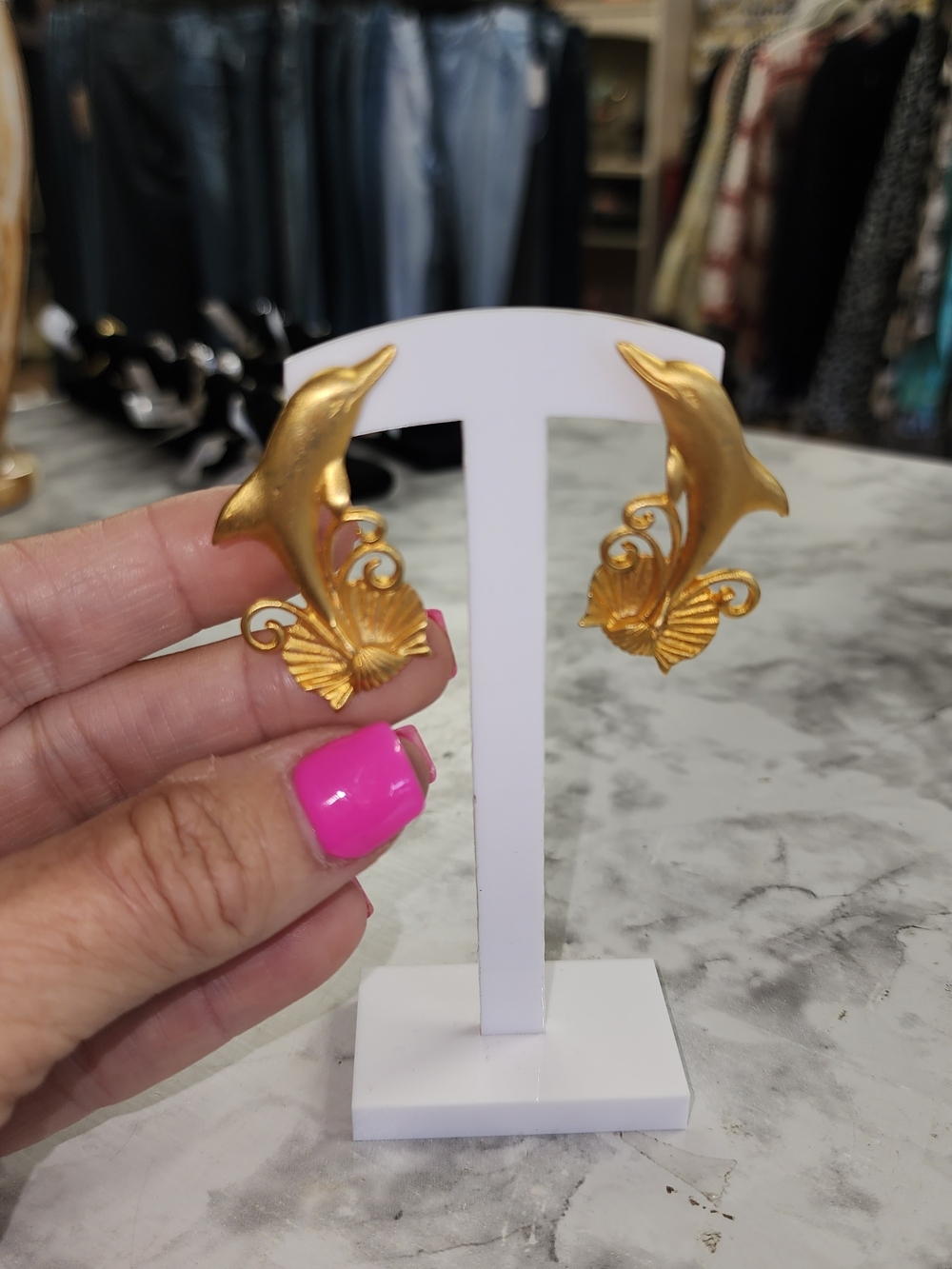Vintage Dolphin Statement Earrings